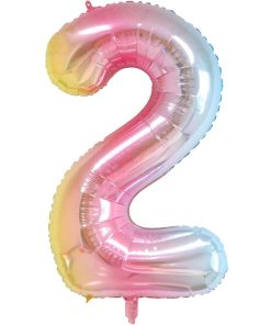 🎈 Balon folie cifră 2– Pastel Rainbow