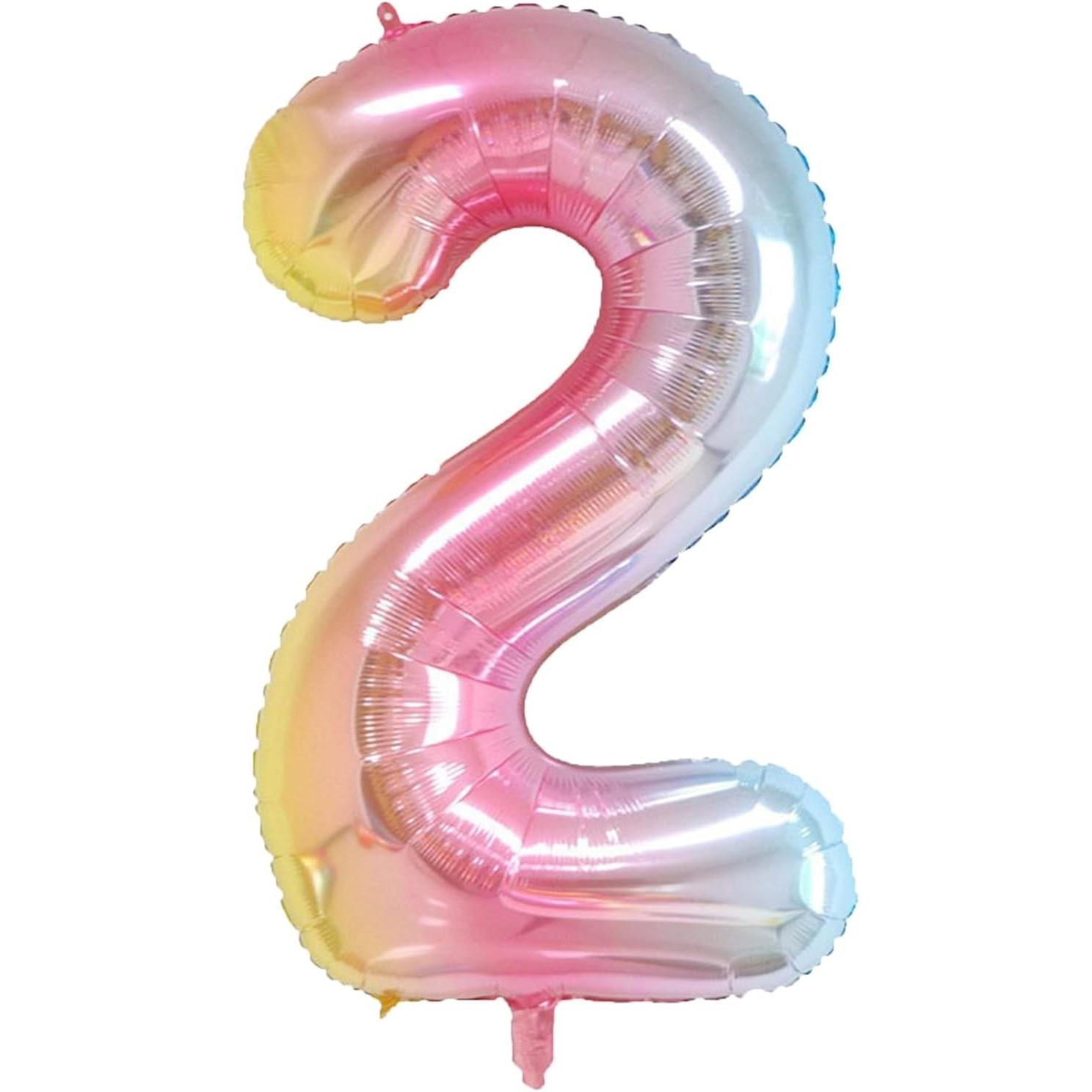 🎈 Balon folie cifră 2– Pastel Rainbow