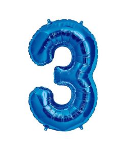 🎈 Balon folie cifră 3 – Albastru, 100 cm