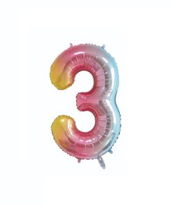 🎈 Balon folie cifră 3– Pastel Rainbow