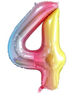 🎈 Balon folie cifră 4– Pastel Rainbow