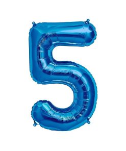 🎈 Balon folie cifră 5 – Albastru, 100 cm