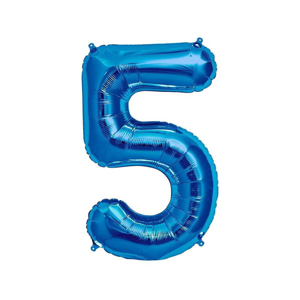 🎈 Balon folie cifră 5 – Albastru, 100 cm
