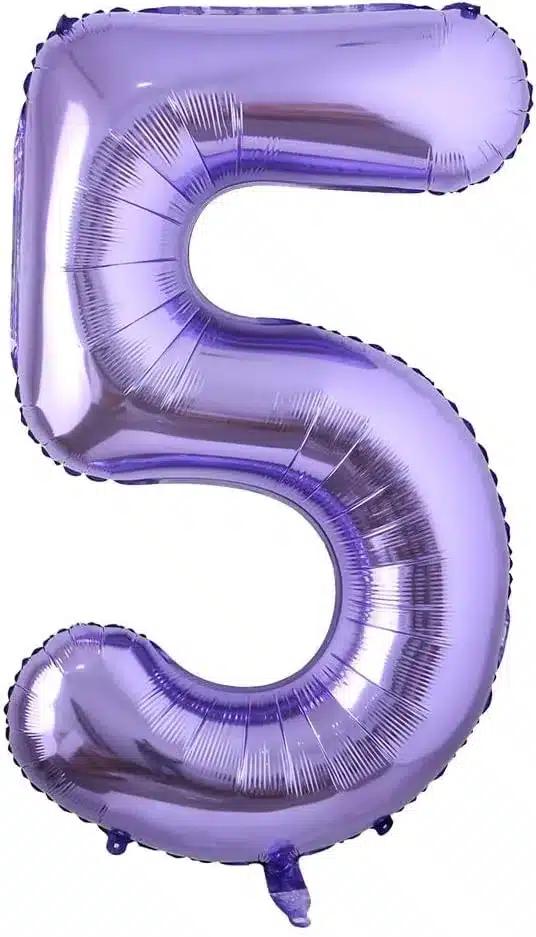 🎈 Balon folie cifră 5 – Mov, 100 cm