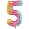 🎈 Balon folie cifră 5 – Pastel Rainbow
