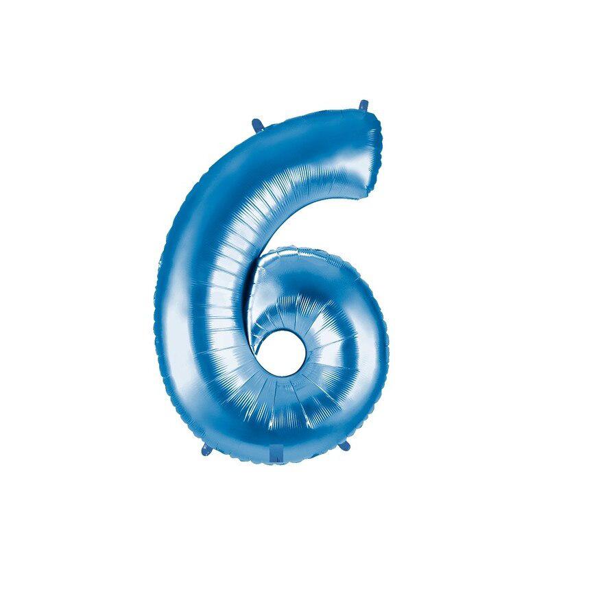 🎈 Balon folie cifră 6 – Albastru, 100 cm