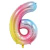 🎈 Balon folie cifră 6 – Pastel Rainbow