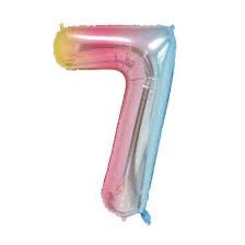 🎈 Balon folie cifră 7 – Pastel Rainbow