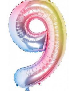 🎈 Balon folie cifră9 – Pastel Rainbow