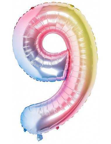 🎈 Balon folie cifră9 – Pastel Rainbow