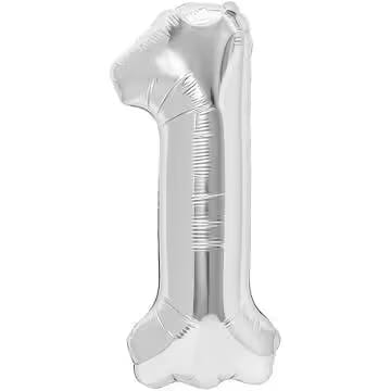 Balon folie cifra 1 -argintiu