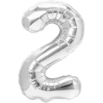 Balon folie cifra 2 -argintiu