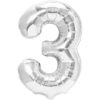 Balon folie cifra 3-argintiu
