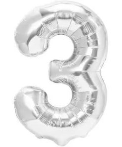 Balon folie cifra 3-argintiu