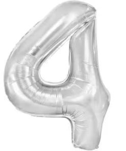 Balon folie cifra 4-argintiu