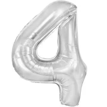 Balon folie cifra 4-argintiu