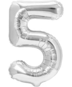 Balon folie cifra 5 -argintiu