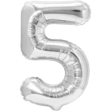 Balon folie cifra 5 -argintiu