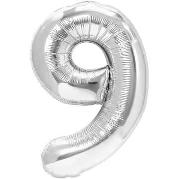 Balon folie cifra 9-argintiu