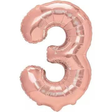 Balon folie cifra 3 -Rose