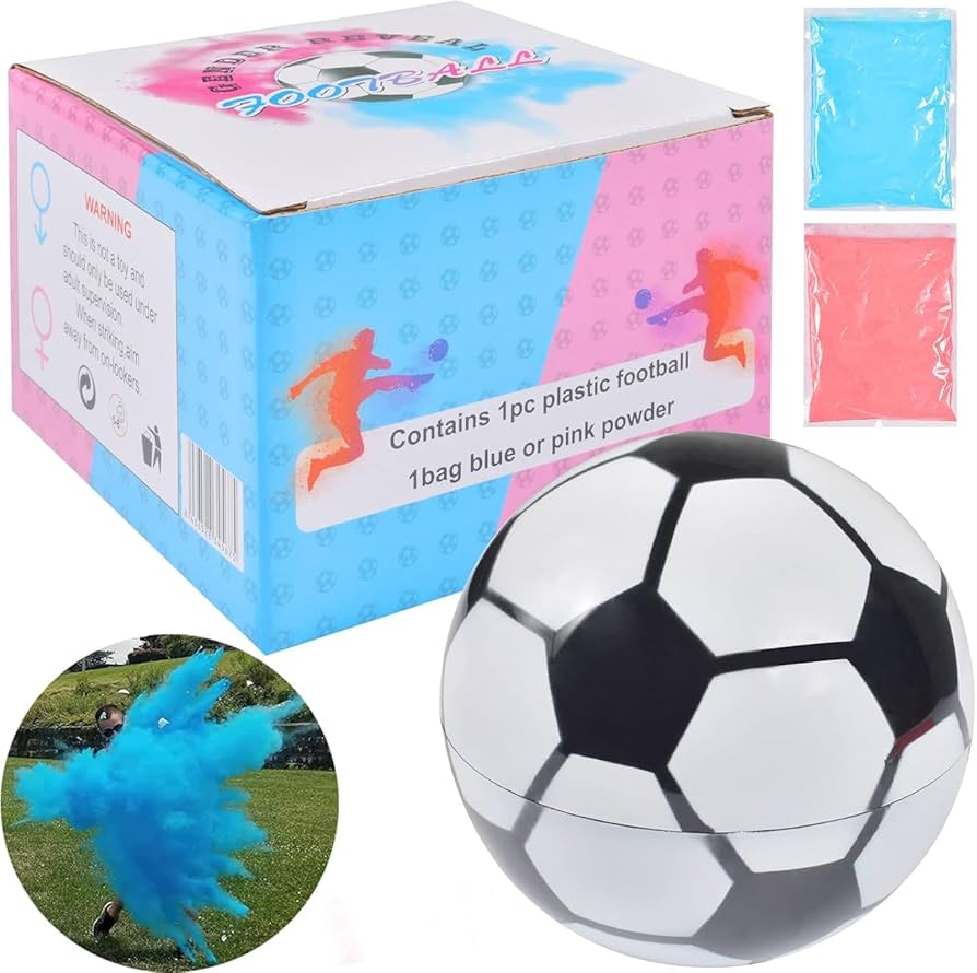 Minge de Fotbal Gender Reveal – Pudră Roz sau Albastră (Ø 12 cm)