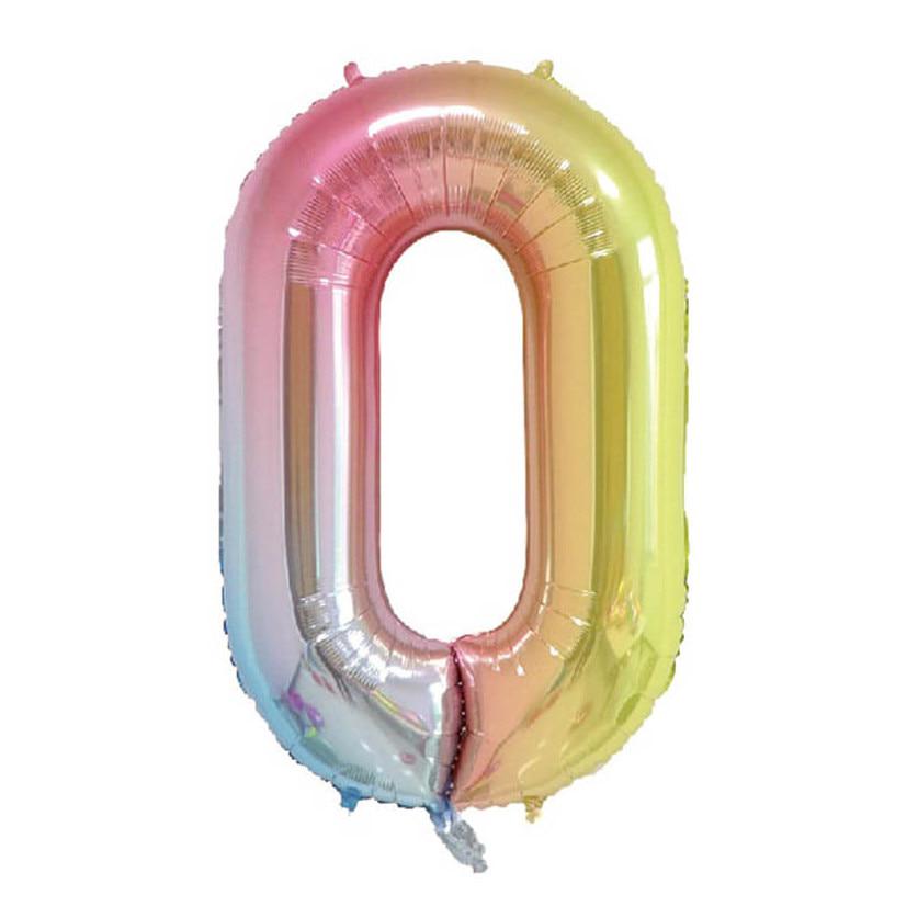 🎈 Balon folie cifră 0 – Pastel Rainbow