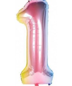 🎈 Balon folie cifră 1– Pastel Rainbow
