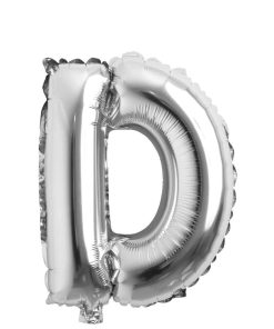 Balon folie litera D – Argintiu (35–40 cm)