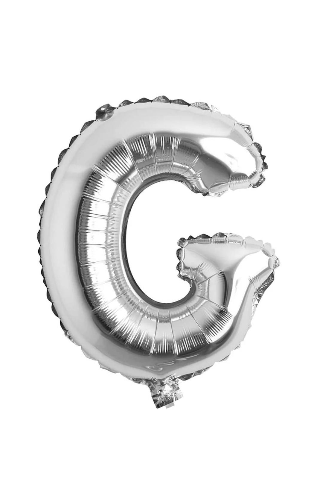 Balon folie litera G – Argintiu (35–40 cm)