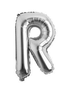 Balon folie litera R – Argintiu (35–40 cm)