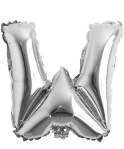 Balon folie litera W – Argintiu (35–40 cm)