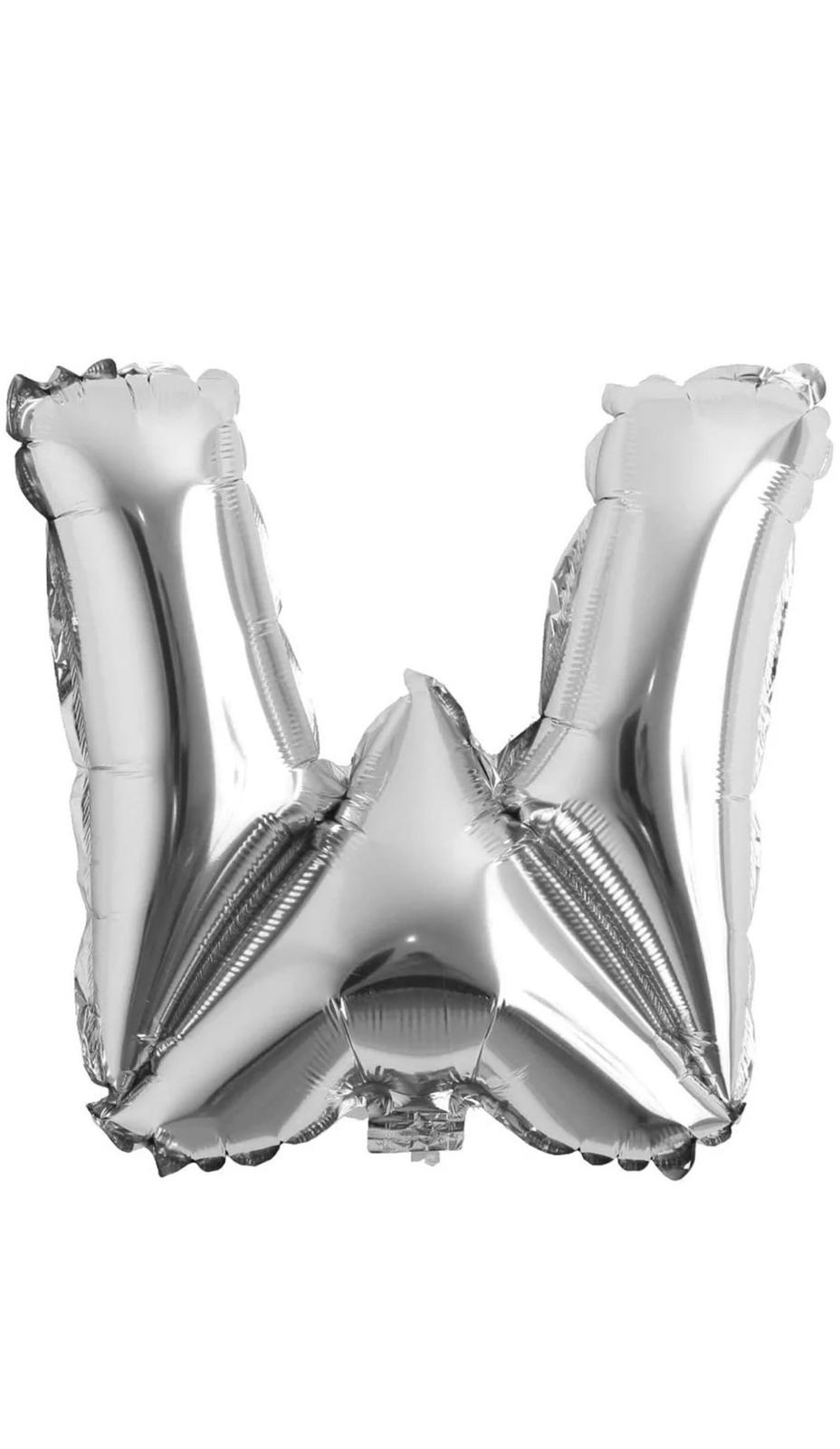 Balon folie litera W – Argintiu (35–40 cm)