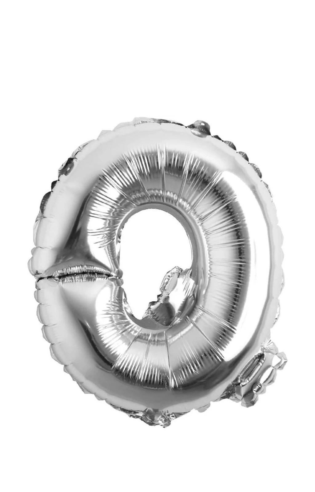 Balon folie litera Q – Argintiu (35–40 cm)