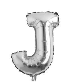 Balon folie litera J – Argintiu (35–40 cm)