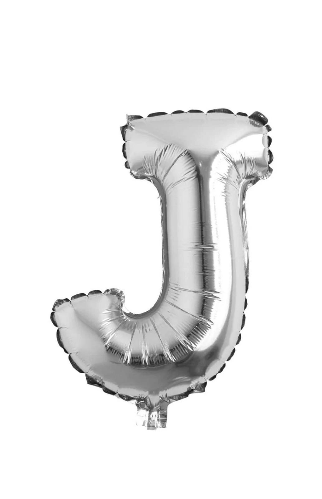 Balon folie litera J – Argintiu (35–40 cm)