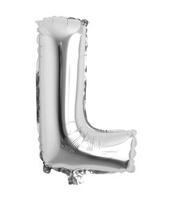 Balon folie litera L – Argintiu (35–40 cm)