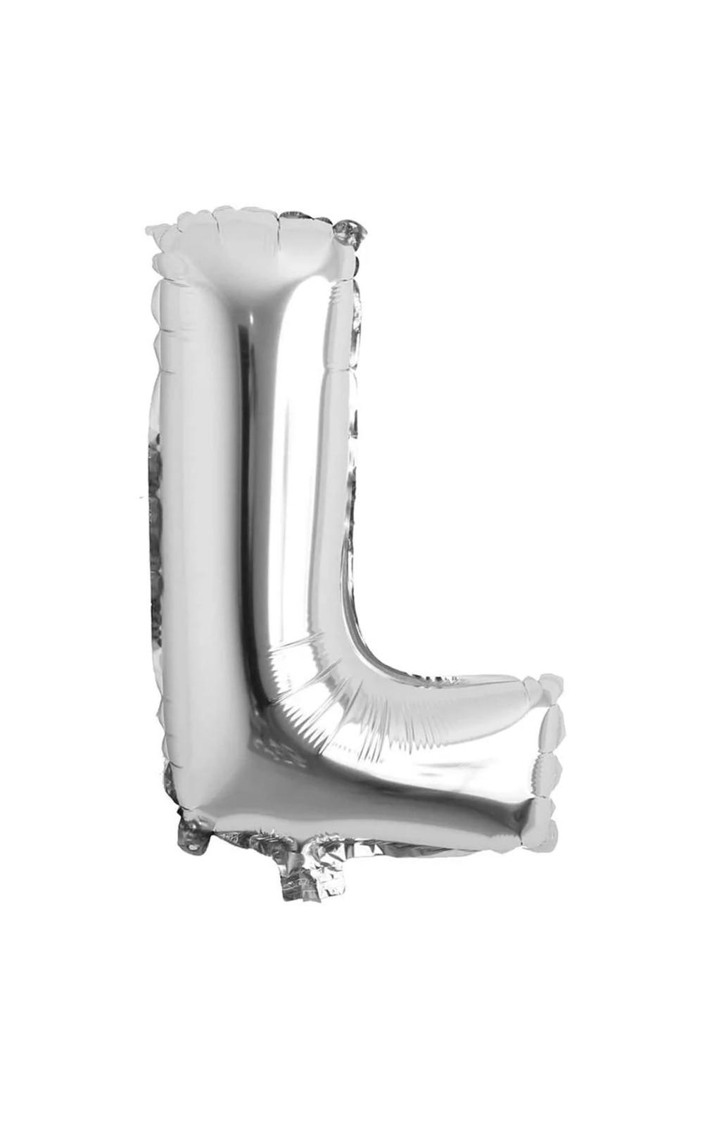 Balon folie litera L – Argintiu (35–40 cm)
