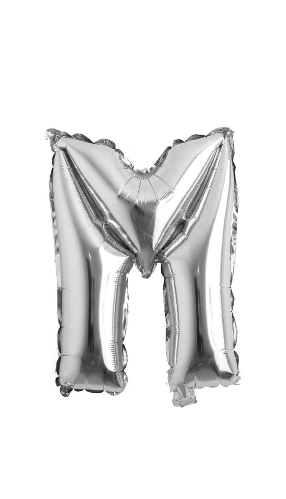Balon folie litera M – Argintiu (35–40 cm)
