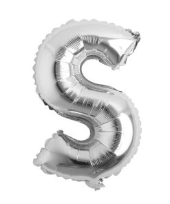 Balon folie litera S – Argintiu (35–40 cm)