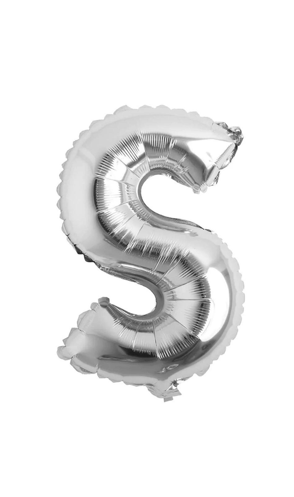 Balon folie litera S – Argintiu (35–40 cm)