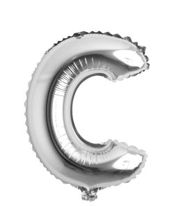 Balon folie litera C– Argintiu (35–40 cm)