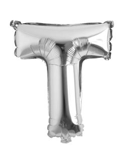 Balon folie litera T – Argintiu (35–40 cm)