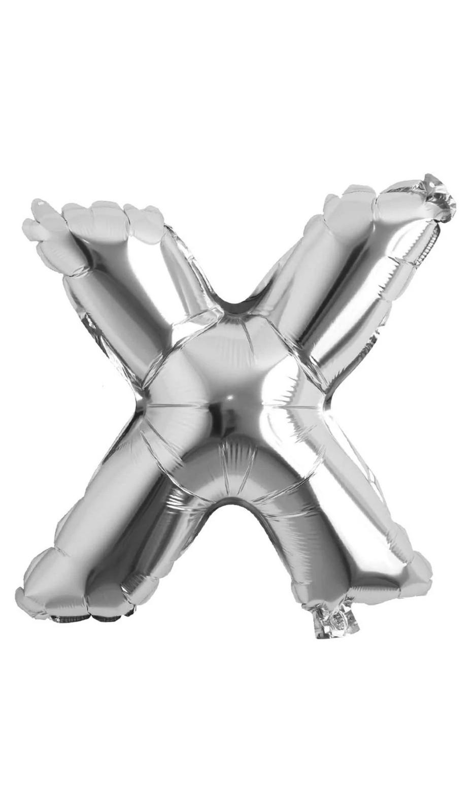 Balon folie litera X – Argintiu (35–40 cm)