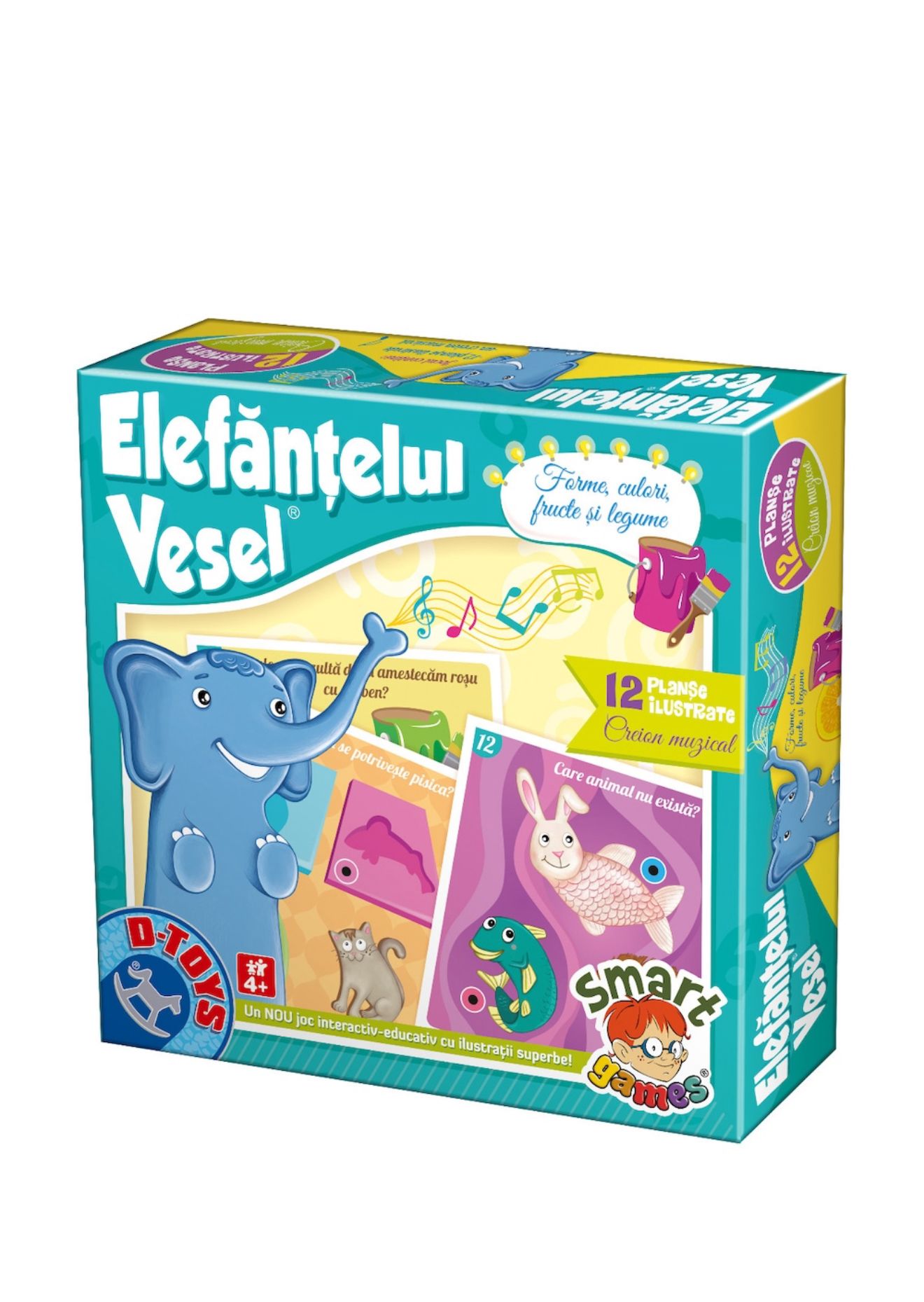 Joc educativ D-Toys – Elefănțelul Vesel, Forme, Culori, Fructe și Legume