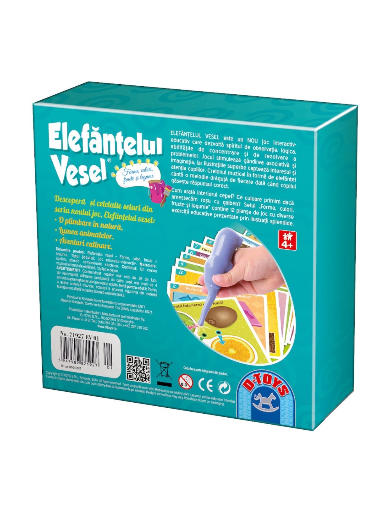 Joc educativ D-Toys – Elefănțelul Vesel, Forme, Culori, Fructe și Legume - imagine 2
