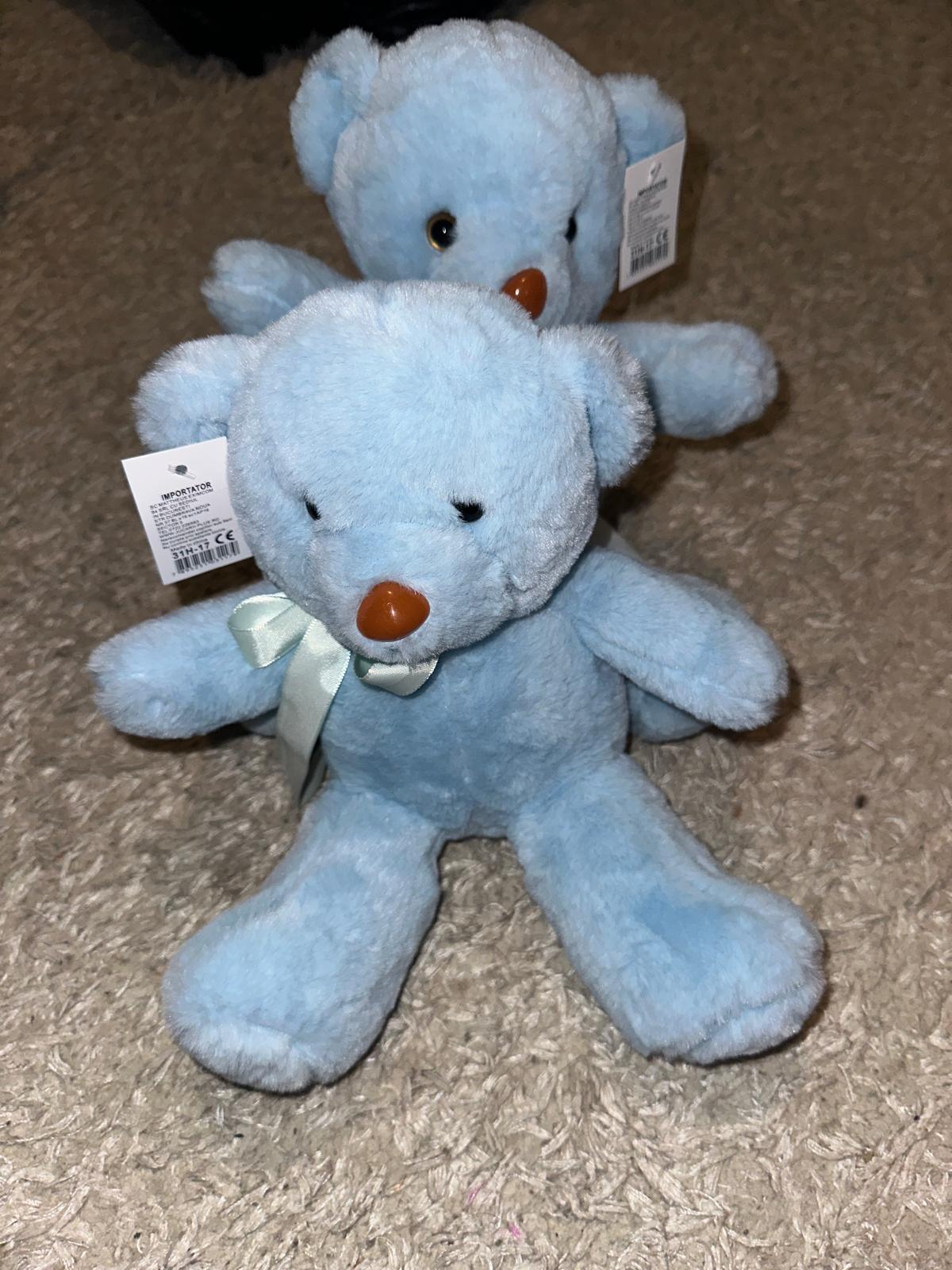 Ursuleț de pluș Albastru cu fundiță - imagine 2