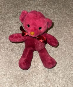 Ursuleț de pluș Roșu Vișiniu cu fundiță