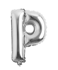 Balon folie litera P – Argintiu (35–40 cm)