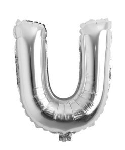 Balon folie litera U – Argintiu (35–40 cm)