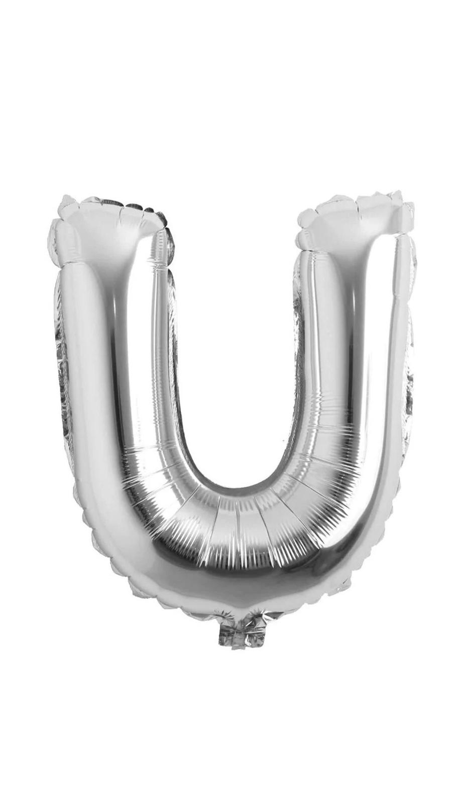 Balon folie litera U – Argintiu (35–40 cm)